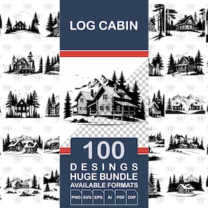 Blockhaus-Svg, Blockhaus-Svg-Bundle, Berghaus-Svg, rustikale Holzhütte, Winterhütte SVG, Berg-Svg-Bundle, Cabin-Svg, Wald-Svg-Set