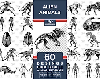 60 Predator Alien Animal SVG BUNDLE, Vector File, Predator Svg,Alien Clipart,Predator Alien Animal Silhouette,Predator tshirt,Commercial Use