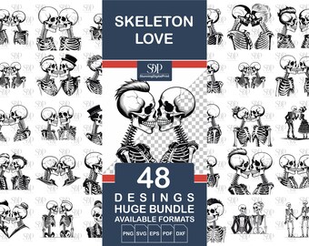Skeleton Lovers SVG Bundle: 48 Designs, Commercial Use (Digital Download)