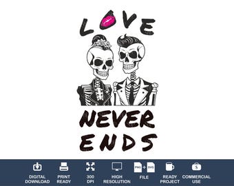 Schädel paar SVG, Gothic Liebhaber Clipart (digitaler Download)
