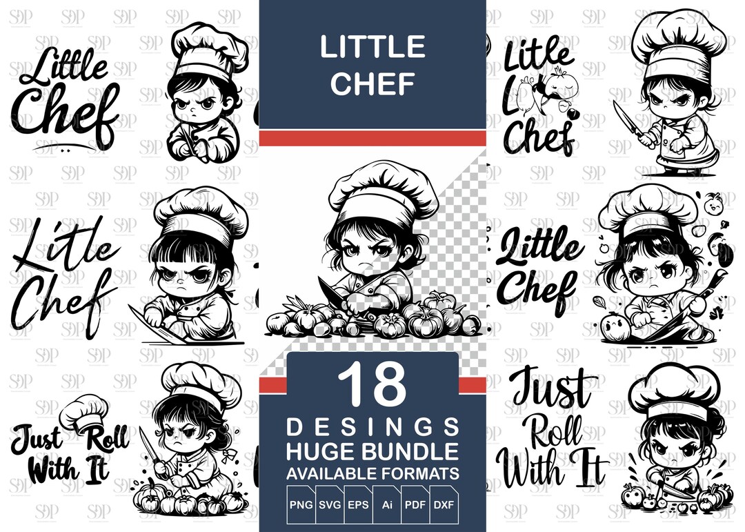 Chef SVG Bundle: Little Chef Clipart, Kitchen Decor (digital Download ...