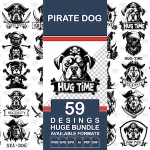 59 海賊犬 SVG、犬 SVG バンドル、ビンテージ犬ベクター、海賊 SVG、海賊クリップアート、海賊犬 PNG、海賊犬 SVG PNG、海賊 PNG、海賊犬