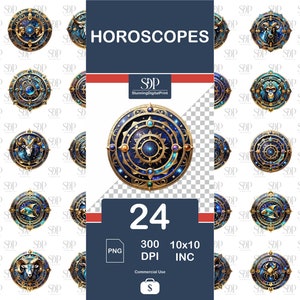 24 Zodiac Png Bundle,High Quality Png,Horoscopes Transparent Png,Zodiac Clipart,Horoscopes Sublimation PNG, Zodiac Signs Png,Commercial Use