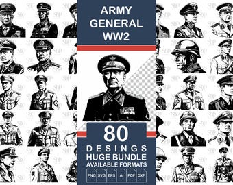 WWII Generals SVG Bundle: Military Commander Clipart (Digital Download)