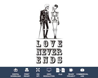 Schädel paar SVG, Gothic Liebhaber Clipart (digitaler Download)