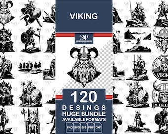120 Viking SVG Designs Bundle, Commercial Use Graphics (png, svg, eps, pdf, dxf)