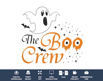 Halloween SVG: The Boo Crew, Ghost & Bats (PNG, SVG)