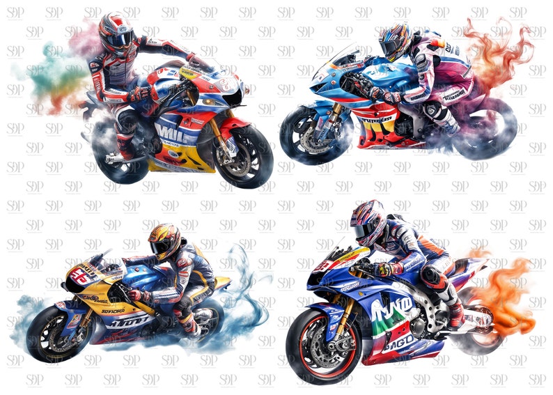 Zestaw clipartów PNG z motocyklami: Wzory sublimacji motocykli (do użytku komercyjnego) zdjęcie 8