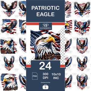 24 Patriotic Eagle Png Bundle,High Quality Png, Transparent Png,Eagle Head Clipart,Eagle Sublimation PNG, Eagle Png Wall Art,Commercial Use