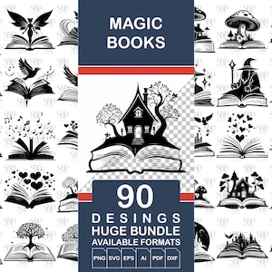 90 Blumenbuch-Svg-Bundle, Buchblumen-Svg, Magisches Buch-Svg, Offenes Buch SVG, Buchliebhaber-Svg, Boho-Buch-Svg, Lesebuch-Svg, kommerzielle Nutzung