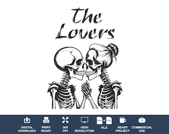 Schädel-Liebhaber SVG, Gothic Skelett Paar Clipart (digitaler Download)