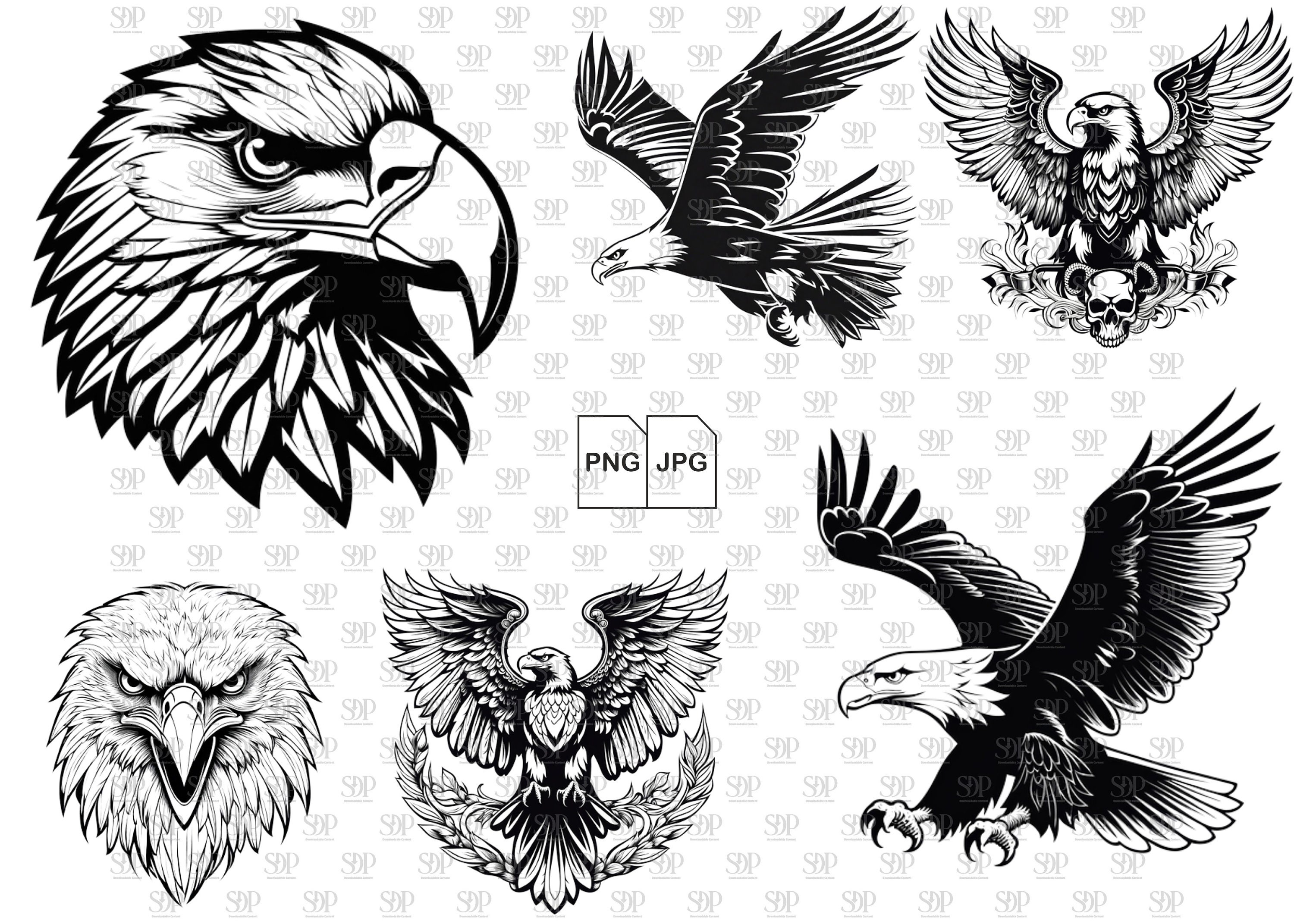 45 Eagle SVG BUNDLE, Vector File,eagle Head Clipart, Eagle Face Svg