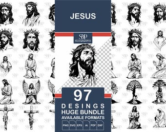 Jesus SVG Bundle: 97 Christian Designs (Digital Download)