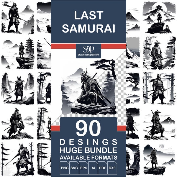 90 Last Samurai SVG BUNDLE, Samurai Tatto Svg,Japanese Samurai Svg,Samurai Clipart,Samurai Silhouette,Samurai Svg Vector,Commercial Use