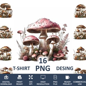 16 Mushroom Png Bundle,High Quality Png,Transparent Png,Mushroom Clipart,Mushroom Print, Mushroom Png for Shirts,Mushroom Art,Commercial Use