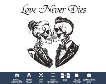 Skull Couple SVG, Gothic Lovers Clipart (Digital Download)