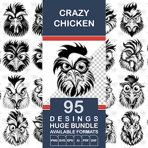 Poulet Svg, lot de poulet, dessin animé poulet SVG, Svg drôle de poulet, poulet furtivement, Silhouette de poulet, poulet fou Svg, poulet Png