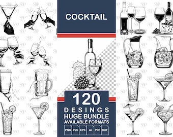 Cocktail SVG Bundle: 120+ Drink Designs, PNG & SVG Files