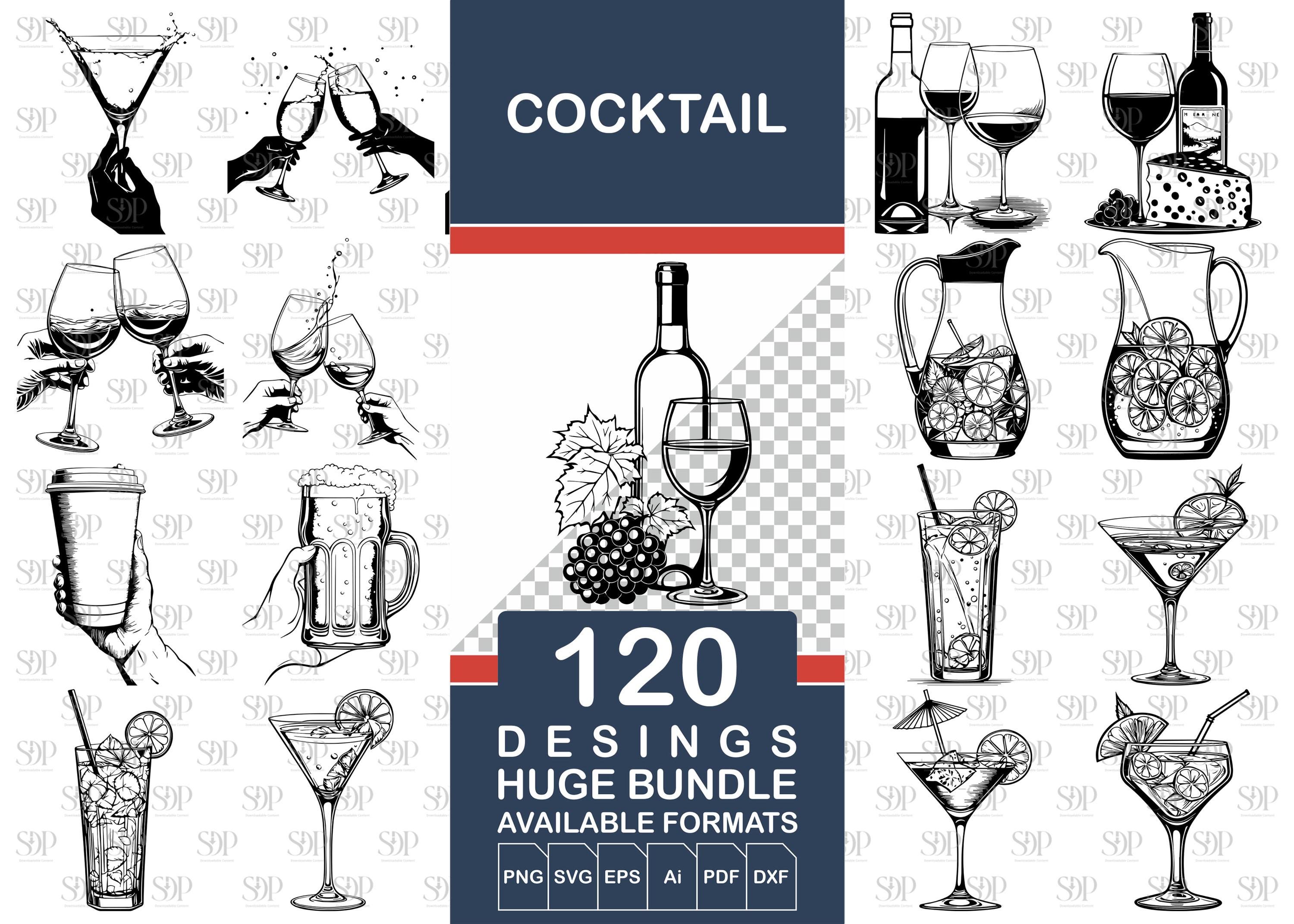 Cocktail SVG Bundle: 120+ Drink Designs, PNG & SVG Files - Etsy