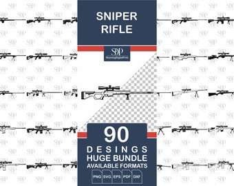 90 Sniper Rifle SVG, BUNDLE Vector File, Rifle Svg, Sniper Gun Clipart, Gun Silhouette,Gun tshirt,Gun Vector,Military Symbols,Commercial Use