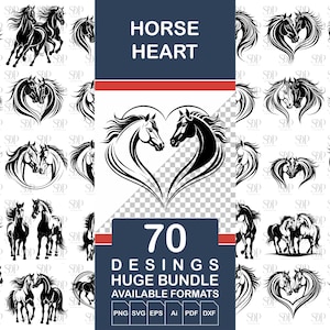 70 paard Svg, paard SVG-BUNDEL, paard svg-bestanden, paard svg cricut, paard svg lagen, paard svg laserbestand, silhouet paard, paardenhoofd Svg