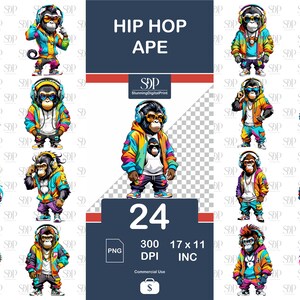 24 Hip Hop Gorilla, Urban Gorilla Png Bundle,Gorilla High Quality Png,Gorilla Transparent Png, Gorilla Colorful png,Commercial Use