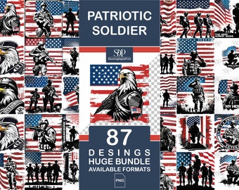 87 US Patriotic Soldier Png, Military Patriotic T-Shirt Png ,Patriotic Png File, Soldier Silhouette Png, Soldier Png BUNDLE, Commercial Use