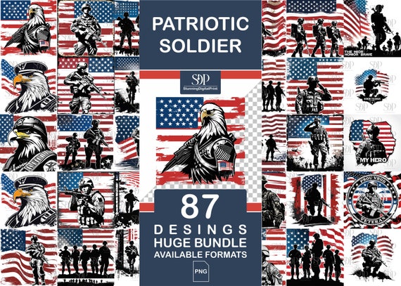 87 US Patriotic Soldier Png, Military Patriotic T-Shirt Png ,Patriotic Png File, Soldier Silhouette Png, Soldier Png BUNDLE, Commercial Use
