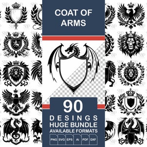 90 familiewapen SVG BUNDEL, wapenschild Svg, heraldische Cricut, familiewapen Svg, heraldische silhouet, heraldische badges, schild Svg, commercieel gebruik