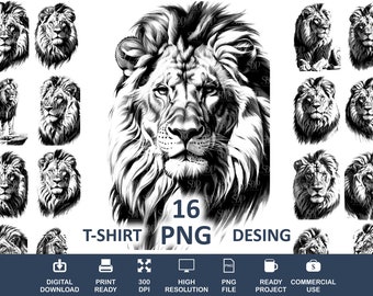 16 leeuw png-bundel, hoge kwaliteit png, transparante png, leeuw clipart, leeuwenprint, leeuw png voor shirts, leeuwsublimatie, leeuwenkop, commercieel gebruik