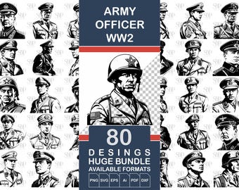 WW2 Military Officer SVG Bundle: 80 Designs (Digital Download)