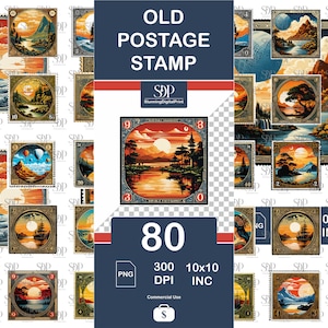 80 Briefmarke Png, altes Briefmarken Png-Bundle, Vintage Briefmarken Png, Briefmarken Clipart, Briefmarken Sublimation PNG, Briefmarken Png Wandkunst, kommerzielle Nutzung