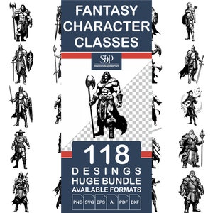 118 Fantasy Classes SVG BUNDLE, Rpg Classes Svg,Character Svg,Fantasy Game Svg,Mage Warrior Rogue Svg,Character Silhouette,Commercial Use