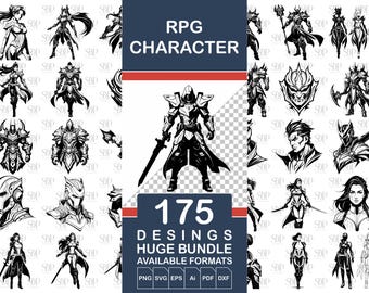 RPG Character Class SVG Bundle: 175 Designs (Digital Download)