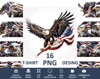 PNG-bundel Patriotic Eagle: ontwerpen vlag VS (commercieel gebruik)
