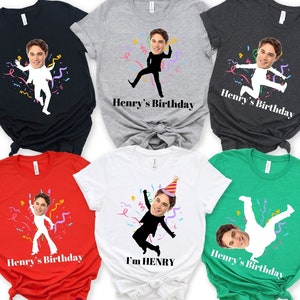 Custom Face stick figures Birthday Shirt, Birthday Photo Shirt, Custom Photo Shirt, Birthday Party Group Shirt, Funny Birthday  Shirt,