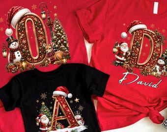 Personalized Family Christmas Shirts, Custom Name Holiday Tees