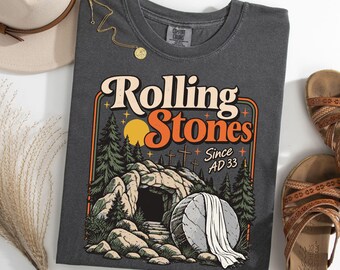 Rolling Stones Empty Tomb T | Since AD 33 Easter Resurrection Christian Tee - Vintage Faith Apparel | Shirt