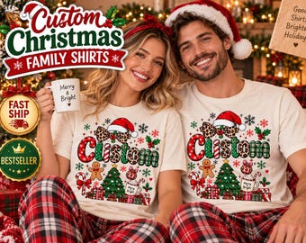 Custom Christmas Name Shirt, Personalized Family Christmas Tee, Matching Holiday T-Shirt Gift