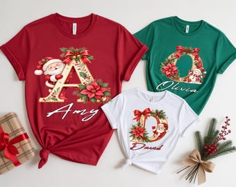 Personalized Family Christmas Shirts, Custom Name Holiday Tees