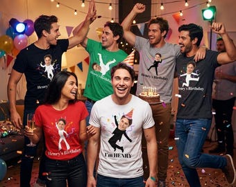 Custom Face Stick Figure Birthday Shirt, Personalized Photo Tee