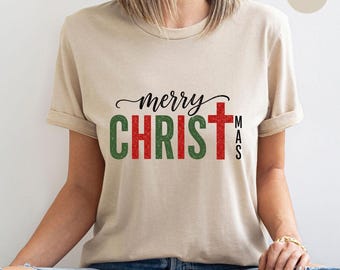 CHRIST T-Shirt, Christian Christmas Tee with Cross Design, Religious Holiday Apparel, Faith-Based Gift Shirt