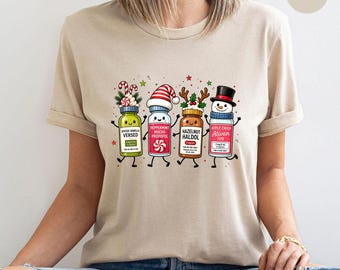 Christmas Nurse T-Shirt, Funny Holiday Medical Crew Shirt, Spiced Vanilla Versea, Peppermint Mocha Propofol, Hazelnut Haldol, Ativan IVD Tee