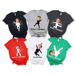 Custom Face stick figures Birthday Shirt, Birthday Photo Shirt, Custom Photo Shirt, Birthday Party Group Shirt, Funny Birthday  Shirt,