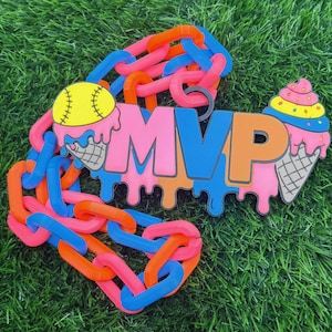 Custom 3D Printed Sports Chain - Oversized MVP Logo Necklace
