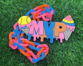 Custom 3D Printed Sports Chain - Oversized MVP Logo Necklace
