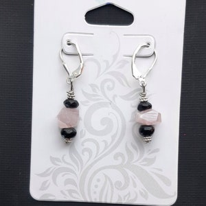 Rose Quartz & Onyx Earrings