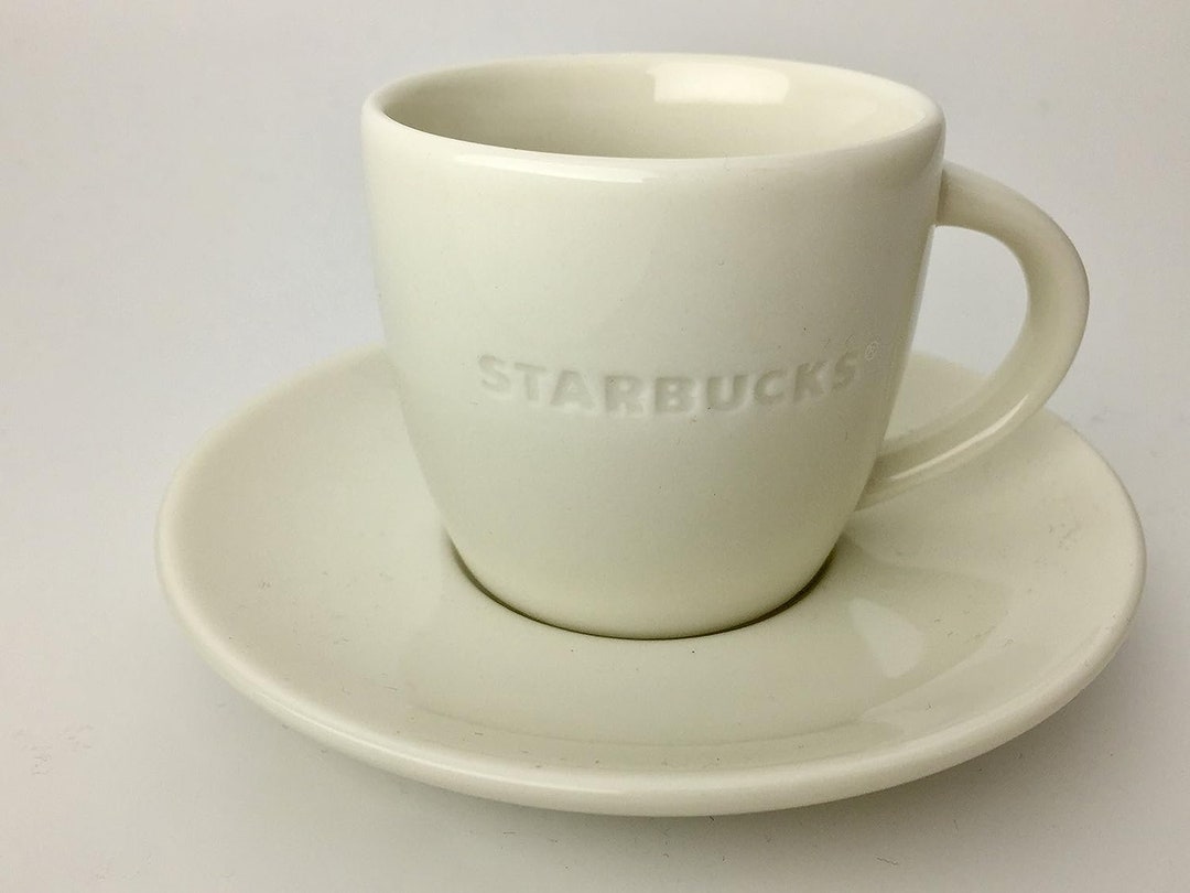 STARBUCKS Espresso Cup and Saucer Set White Cup Engraving Benture Etsy