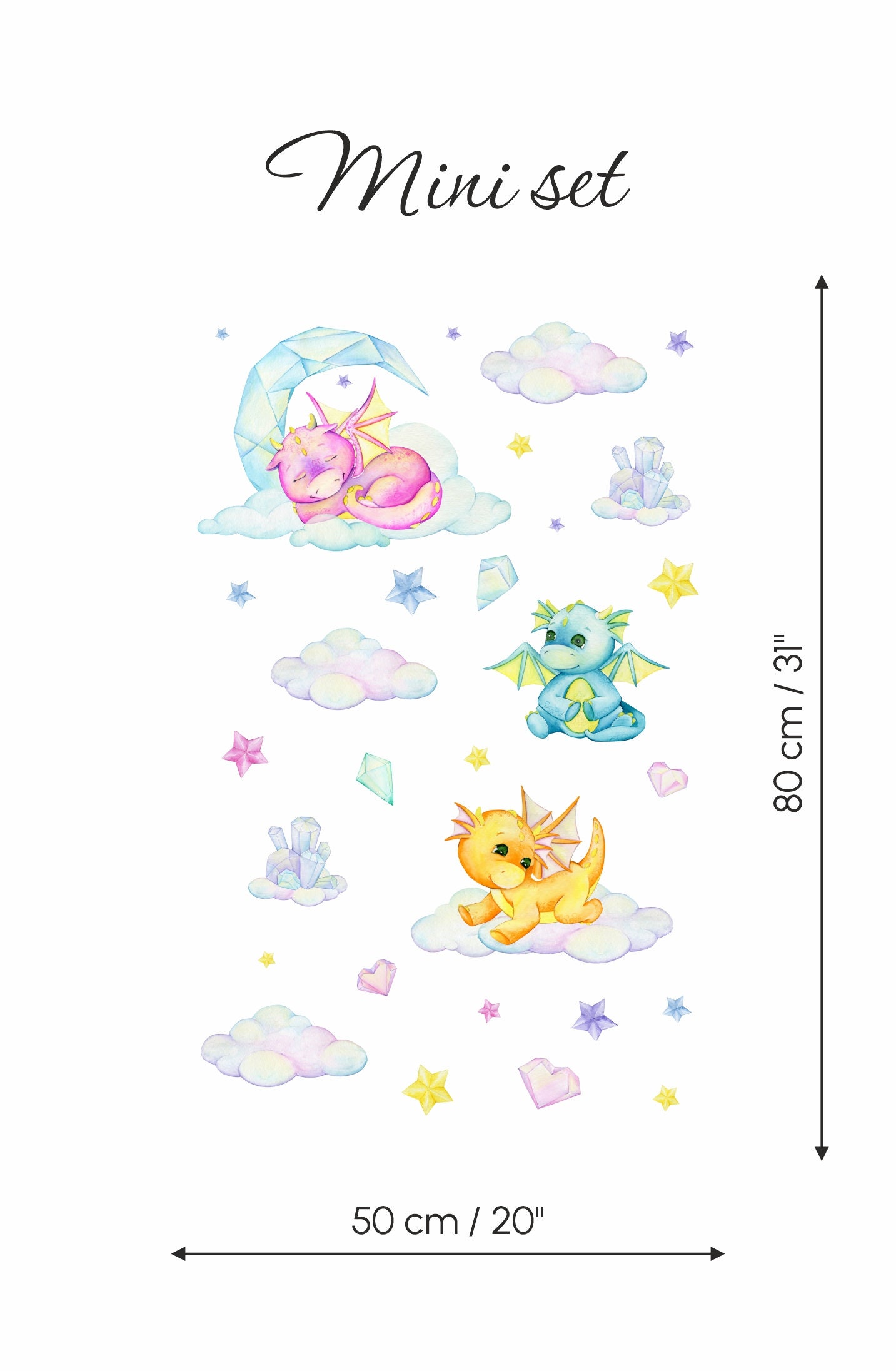 Baby Dragons Nursery Wall Decal , Kids Fairy Tale Stickers , Dragon ...