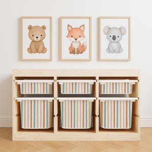 Striped Trofast Stickers for IKEA Bins – Vertical Stripe Wraps for Toy Storage Boxes, Removable Vinyl Decals in Soft Pastel Colors